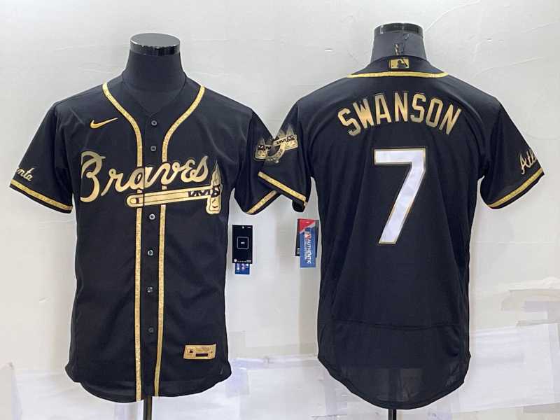 Atlanta Braves #7 Dansby Swanson Black Gold Stitched MLB Flexbase Nike Jersey,We sell and wholesale Atlanta Braves #7 Dansby Swanson Black Gold Stitched MLB Flexbase Nike Jersey on line form chian!